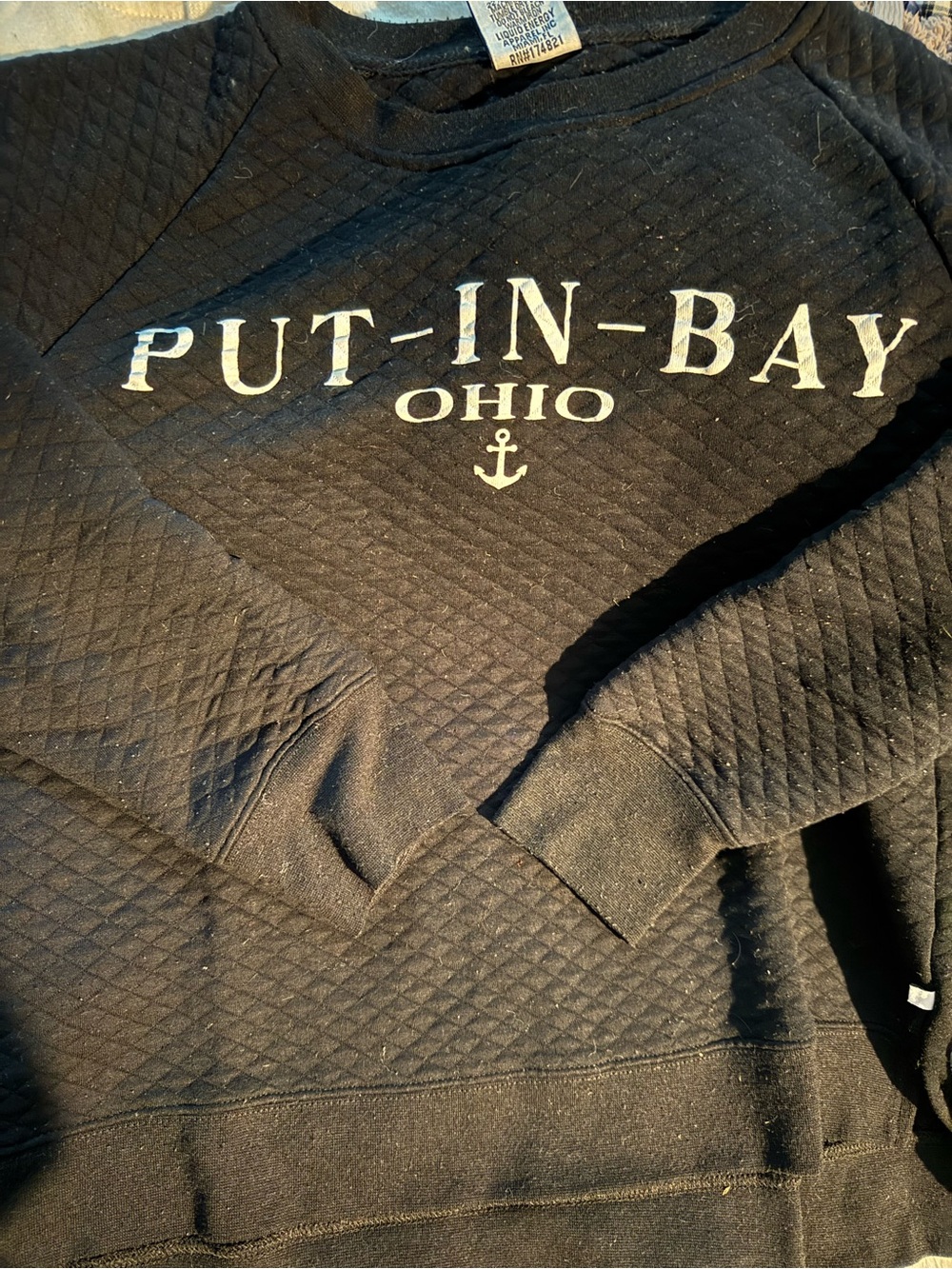 Put-In-Bay Ohio Quilted Black Sweatshirt